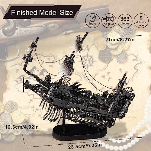 Piececool 3D Puzzles for Adults, Sea Ghost Pirate Ship DIY 3D Watercraft Metal Model Building Kits, Difficult 3D Puzzles for Family Time, Great Christmas Birthday Gifts - color: Sea Ghost