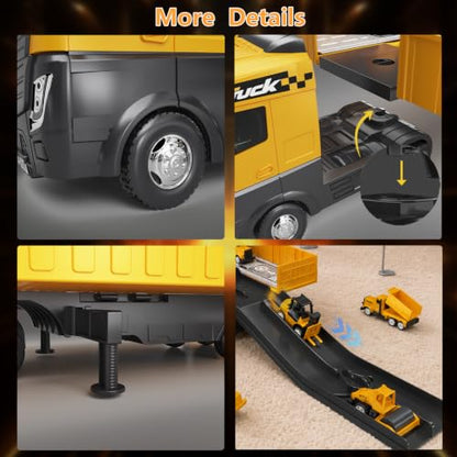 WEOLULU Construction Truck Toys Birthday Gift for 3-5 Year Old Boys - color: Yellow