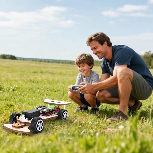 Wooden Racing Car, STEM Kits for Kids Age 8-10, STEM Toys for Boys 8-12, Remote Control Model Car Building Kits, Science Crafts Projects, Educational Gift for 9 10 11 12 13 14 Year Old Teen