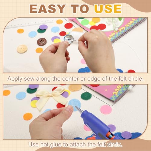 PATIKIL Round Felt Circles for Crafts 25mm/0.98" Pre Cut 200Pcs - color: Khaki, size: 25mm