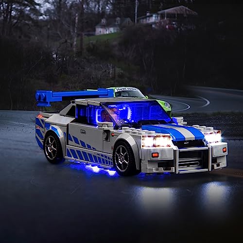 Upgraded Led Light Kit Compatible with LEGO Speed Champions 2 Fast 2 Furious Nissan Skyline GT-R (R34) Race Car Toy Model Building Kit, Lights Compatible with LEGO 76917(Model Not Included) - style: Light Kit Lego 76917