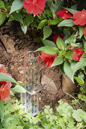 7" Capacity Rain Gauge with Stainless Steel Mounting Rack Holder, Post Mount Rain Gauge or Yard Garden Outdoor Home (Style C) - style: Style C