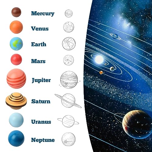 Wooden Solar System Puzzle for Kids Montessori Toys 3D Space Planets Models