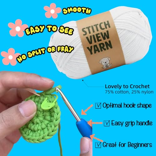 BUNUKY Crochet Kit for Beginners, Amigurumi Puppy Crochet Starter Kit with Step-by-Step Video Tutorials, Complete DIY Craft Kit Gift for Adults & Teens - color: Sky Pup
