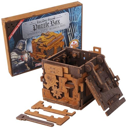 WOODEN.CITY Escape Room Puzzle Box – 3D Wooden Puzzle Box for Adults & Teens, Brain Teaser Puzzle Box Secret Lock Box with Cluebox Mechanism – Mechanical Wood Puzzle Box Kit, Unique Puzzle Boxes Gift