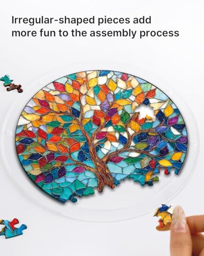 Acrylic Jigsaw Puzzle Suncatcher - Tree of Radiant Glass - color: Tree of Radiant Glass, size: M-8.2in*8.2in