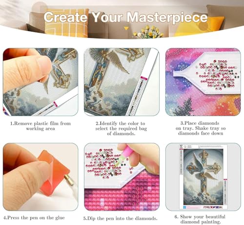 Axquilon 3 Pack Religious Diamond Art Kits for Adults 12x16inch - color: 3 Pack Cross
