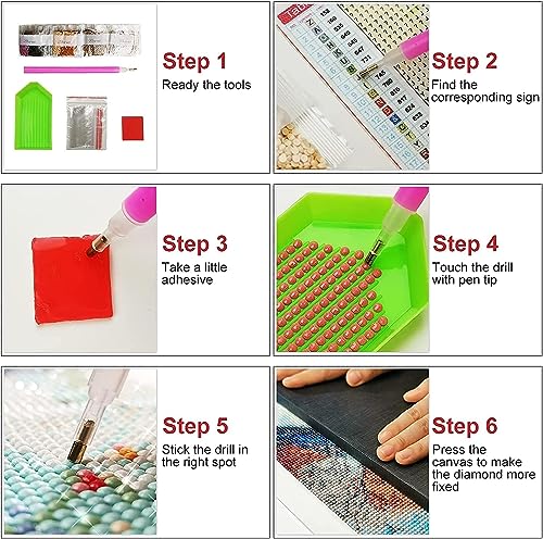 WUDWL 6 Pack Diamond Art Kits for Adults Diamond Painting Kits for Aduls - color: DP01394