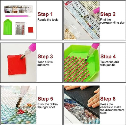 WUDWL 6 Pack Diamond Art Kits for Adults Diamond Painting Kits for Aduls - color: DP01394