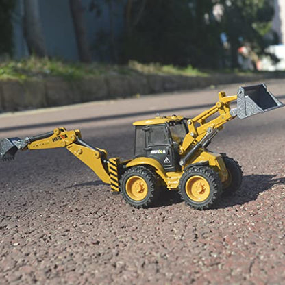 Ailejia Die-cast Backhoe Loader Excavator Truck Toys Heavy Duty Wheeled 1/50 Metal Engineering Vehicle Construction Tractor Model Toy for Boys (Backhoe) - color: Backhoe