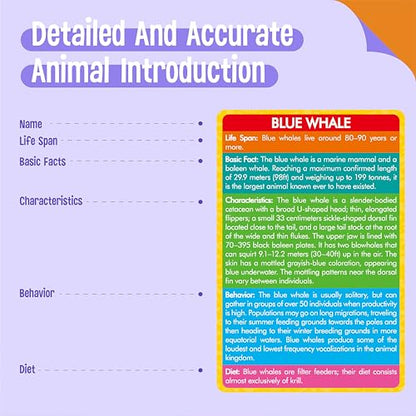 24PCS Animal Figurines with 24 Introducing Flashcards, Wild & Marine Animal Figures Safari and Underwater Creature Learning Montessori Toys Science Educational Matching Game for Homeschool, Kids - style: Wildlife+Marine Animal Set (including cards)