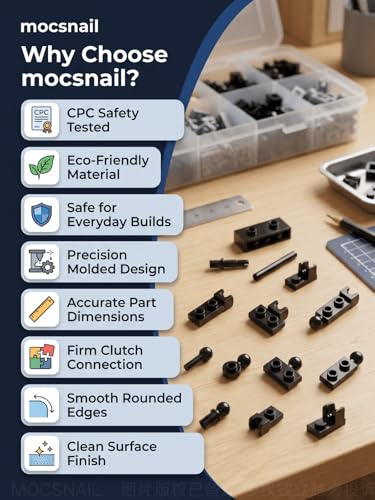 88 PCS Small Ball and Socket Joints Pieces Compatible with Lego Pieces, Black 10 Sizes Ball Joint Socket Connectors, Figure Limb Building Blocks Bulk, Universal Joint Axle MOC Parts - color: Black