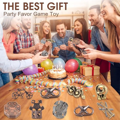 Wettarn 9 Pcs Metal Brain Teasers 3D Steel Puzzle Set, Fresh Style - style: Fresh Style
