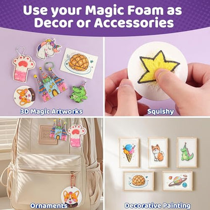 HEJIN 70PCS Magic Puffy Paint Kit, Aqua Magic Puffy Paint 3D Art for Kids