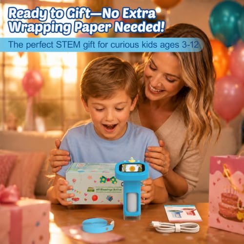Microscope for Kids Handheld Digital Portable: Mini Science Gifts STEM Toy - color: Blue