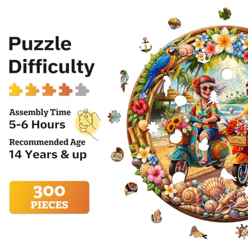 Jigfoxy Wooden Puzzles for Adults, Golden Years Beach Ride Wood Puzzle - color: Golden Years Beach Ride, size: Large