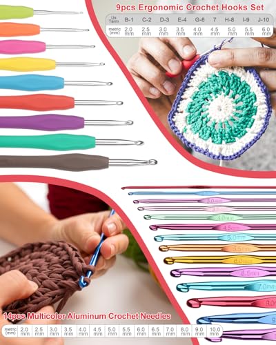 Aeelike Crochet Kit for Beginners Adults Kids, Complete Crochet Set, Winred - color: Wine Red