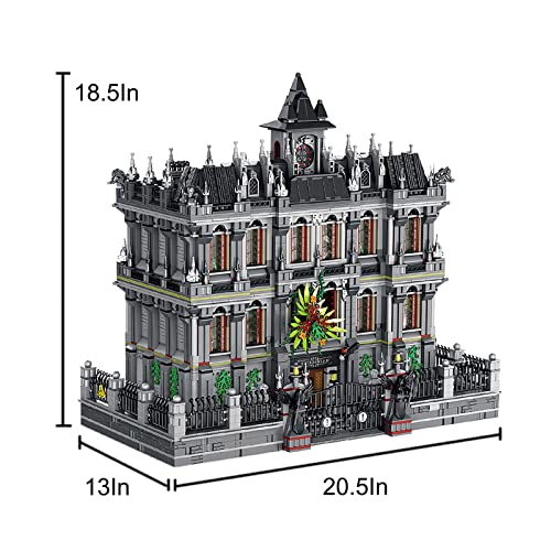 ELAICREE 7537 Piece Three Level Madhouse Modular Building Blocks Bricks Set Insane Asylum Hospital Toy Bricks with an LED Lighting - color: Madhouse