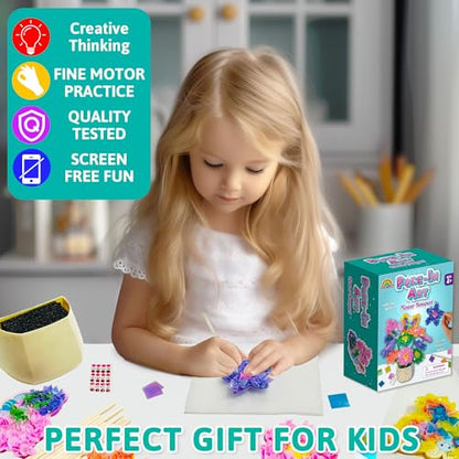 AGENTLAN Poke Art Bouquet Craft Kit,Mess-Free 3D Crafts for Kids Ages 3-8 - style: Flower