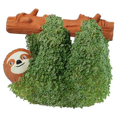 Chia Pet Sloth with Seed Pack, Decorative Pottery Planter, Easy to Do and Fun to Grow, Novelty Gift, Perfect for Any Occasion - style: Sloth