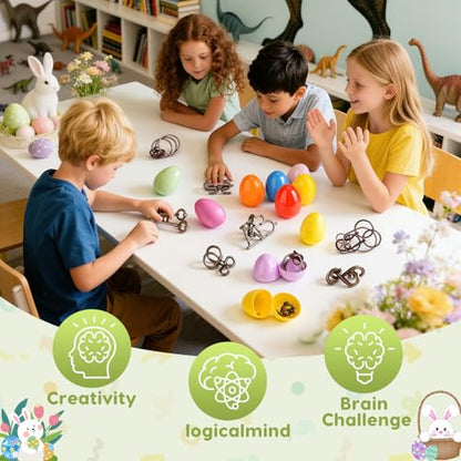16 Pack Easter Eggs Filled with Brain Teaser Puzzles Toys, Easter Basket Stuffers for Kids Teens Adults, Easters Egg Fillers for Kids Boys Girls, Easters Eggs Hunt Game, Classroom Prize Supplies - style: 16 PC