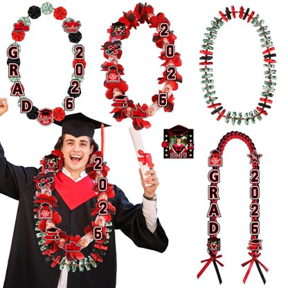 Money Leis for Graduation 2026 - Graduation Leis 2025 Red Graduations Leis - color: Money Leis - Red Black