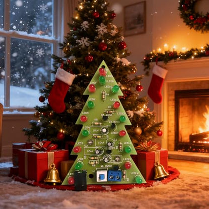 16 Lamp Christmas Tree SMT Soldering Practice Board Kit DIY Electronics Kit Welding Practice Kit for aged 14+ STEM Beginners