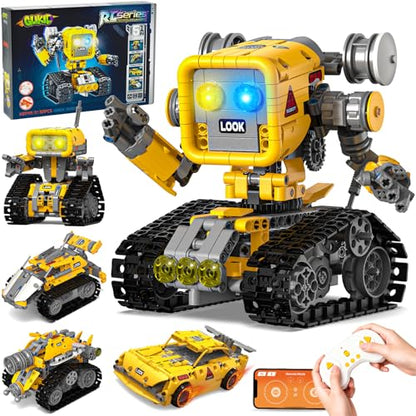 5-in-1 STEM Robot Building Kit, APP & Remote Control Robotics Kit - color: Yellow