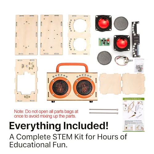 STEM Science Toy Gift for Boys Girls Age 8-13, DIY Bluetooth Speaker Kit - color: Orange