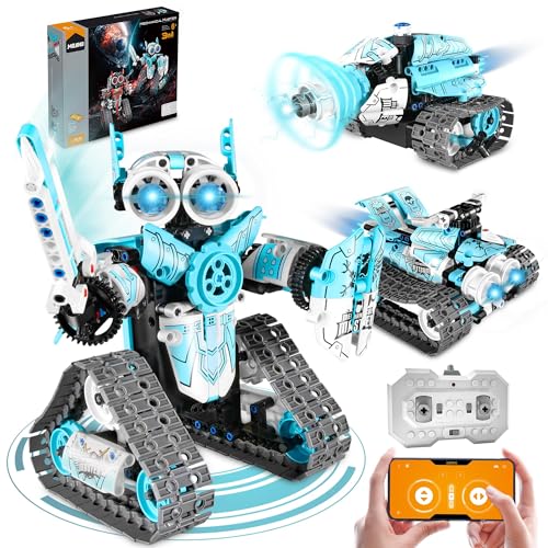 STEM Robot Building Kit for Boys 6-12, APP & Remote Control RC Toy for Kids Science LearningDIY Educational Gift Set for Age 6 7 8 9 10 11 12+ Boys & Girls - color: Blue