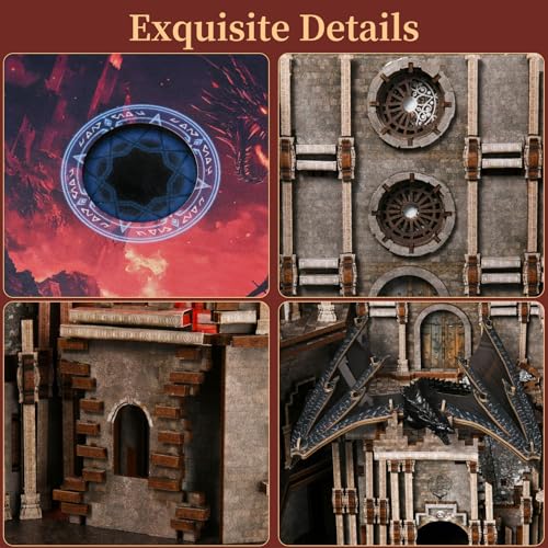 MiniCity Ember Castle DIY Book Nook Kit, Miniature House Puzzle with LED - color: Ember Castle
