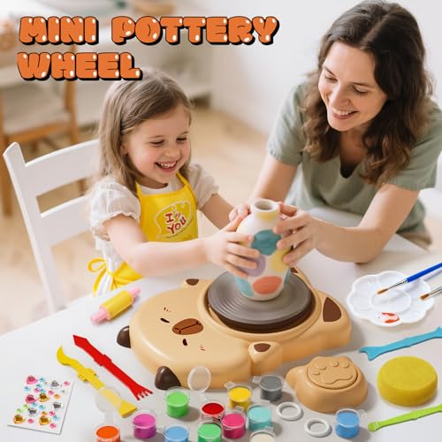Capybaras Pottery Wheel Kit for Kids with Foot Pedal for Kids Ages 6-12 - color: Brown C