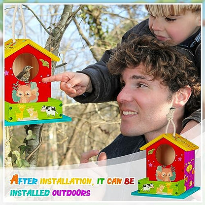 Liliful 16 Pack DIY Birdhouse Kit to Build and Paint, Wooden Bird House