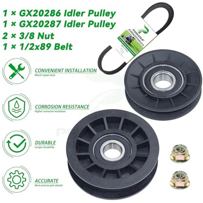 GX20286 and GX20287 Idler Pulleys, UC30568 John Deere Drive Belt - size: 1xGX20286+1xGX20287+1/2x89