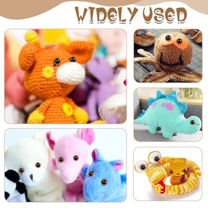 TOAOB 50pcs Sew On Safety Eyes Buttons Brown 9mm to 15mm Plastic Mushroom Domed Sewing Crafting Eyes for DIY Stuffed Animals Amigurumis Crochet Doll Making - color: Brown