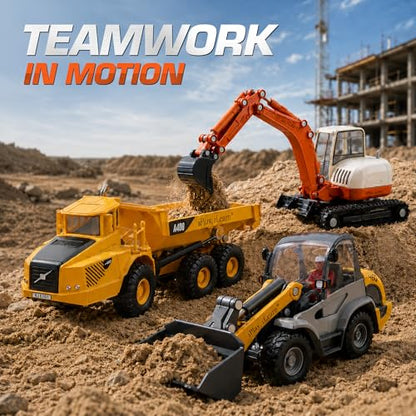 iPlay, iLearn Heavy Duty Construction Site Playset, Metal Dump Truck Digger