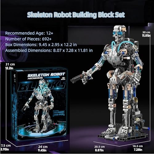 Mechanical Skeleton Robot Building Blocks Set, 3D Robotic Model Kit - color: Skeleton