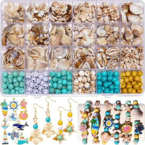 DIY Bead Kit for Jewelry Making, 8MM Two-Tone Acrylic Beads Ocean & Bohemian Style Faux Turquoise Bead White Crack Bead for Summer Beach Necklace Earring Bracelet Craft DIY Accessory (Camel+Blue) - color: Camel+Blue