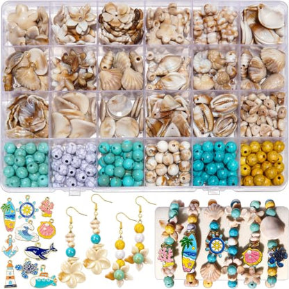 DIY Bead Kit for Jewelry Making, 8MM Two-Tone Acrylic Beads Ocean & Bohemian Style Faux Turquoise Bead White Crack Bead for Summer Beach Necklace Earring Bracelet Craft DIY Accessory (Camel+Blue) - color: Camel+Blue