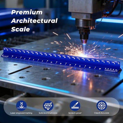 Nicpro 16PCS Drafting Tool Geometry Set with 12'' Architectural Scale Ruler