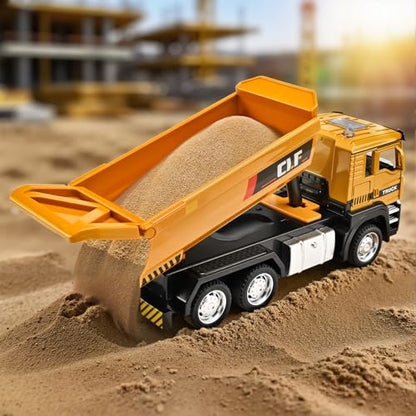 Dump Truck Toys for Boys 3-5 Year Old,Dump Truck Toy Metal Diecast Cab,Pull Back Toy Dump Trucks Construction Vehicles with Lights and Sounds,Construction Trucks for Kids 3 Year and UP - color: Dump Truck