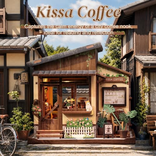 Cutefun Book Nook Kits for Adults, DIY Miniature House Kit Coffee Shop - color: Kissa Coffee