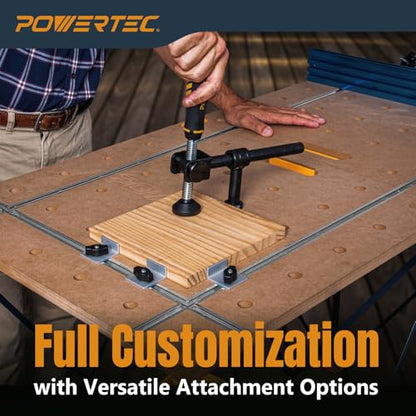 POWERTEC Arachni-Flex 24" x 48" Foldable Workbench Tabletop - Portable Work Surface with Pre-drilled Dog Holes, T-Tracks & Quick-Insert Locks for Arachni Flex Woodworking Collapsible Workstand (72034) - style: Tabletop - Dog Hole/T-track