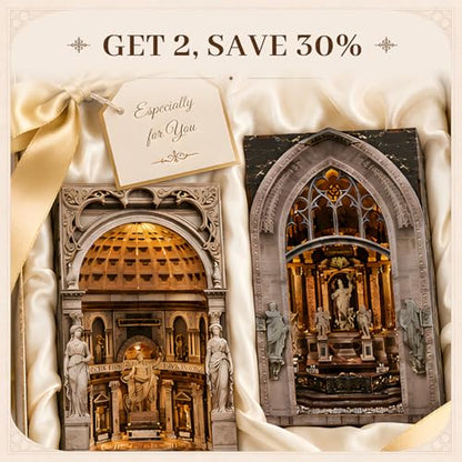 MiniCity 2-Piece Book Nook Kit Set, DIY Miniature House Kit for Adult - color: Pantheon & Duomo Di Mliano