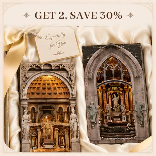 MiniCity 2-Piece Book Nook Kit Set, DIY Miniature House Kit for Adult - color: Pantheon & Duomo Di Mliano