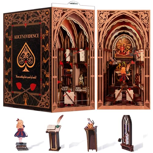 MiniCity Alice in Wonderland Book Nook Kit, Wooden Miniature House with LED - color: Alice in Wonderland