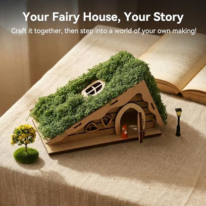 Mamimami Home Miniature Fairy Garden House, DIY Wooden House Building Kits, Magical Fairy Doors Handmade Christmas Decorations, Gifts for Family and Friends