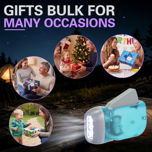 Treela 36 Hand Crank Flashlights,Purple,Light Blue,Yellow,Pink - color: purple, light blue, yellow, pink