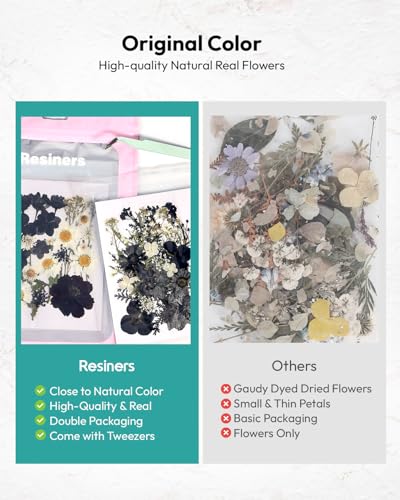 Dried Flowers, Resiners 100Pcs Pressed Flowers for Craft Black Real Natural Dried Flowers Dry Leaves Kit for DIY Making Crafts Resin Soap Candle Scrapbook Supplies Card Making Jewelry - color: Nightfall 100pcs