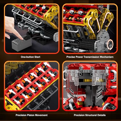 Reobrix V12 Engine Building Block Sets Sports Car Engine Model Kit